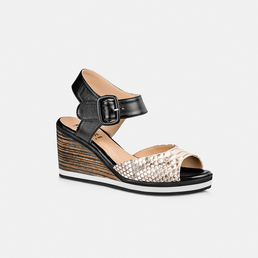 Sandália Anabela Python Natural