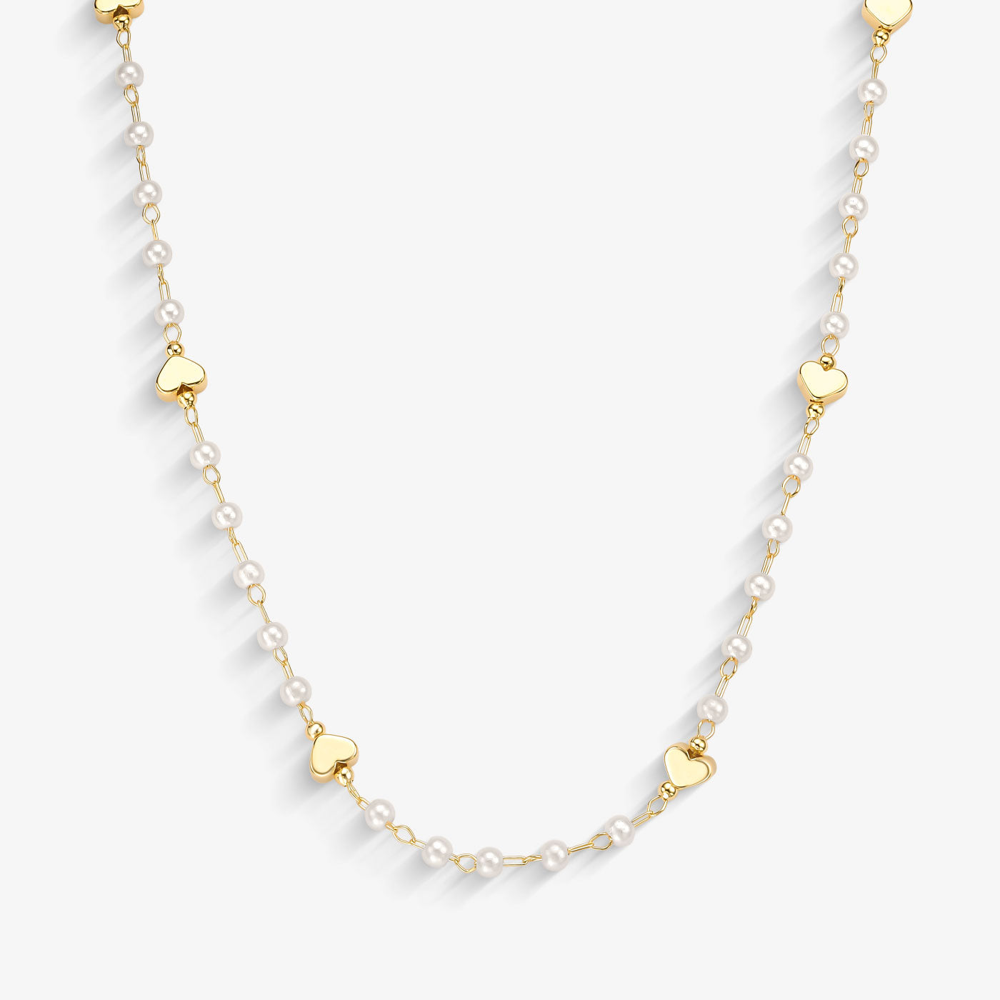 Chocker Pérola e Corações Folheado a Ouro 18k