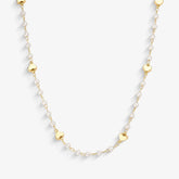 Chocker Pérola e Corações Folheado a Ouro 18k