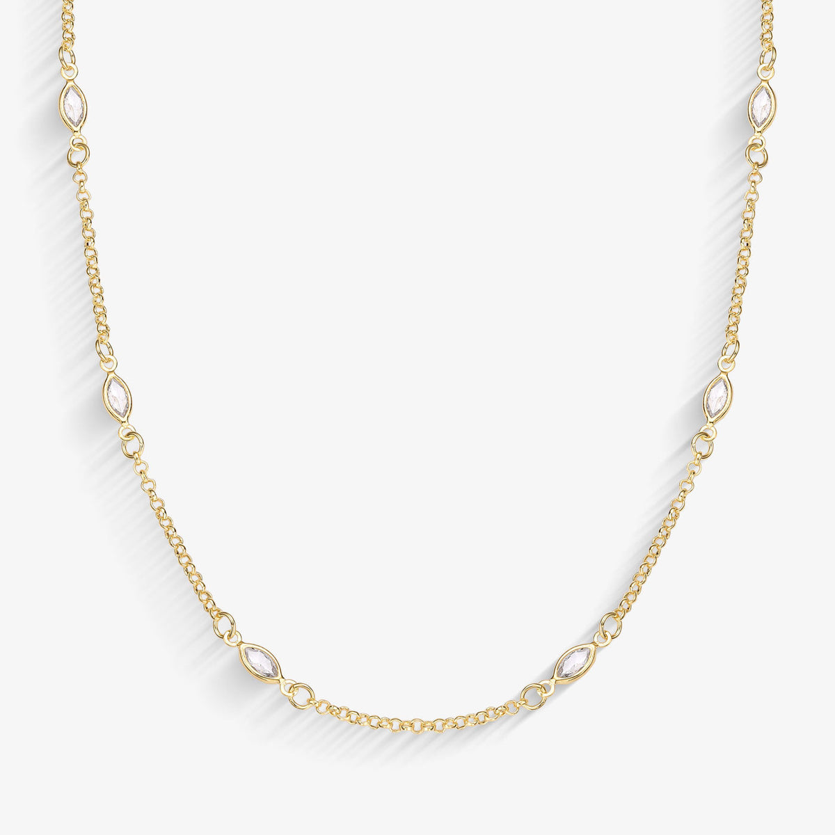 Choker Navetes Cristal Folheado a Ouro18k