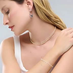 Choker Duplo Pérola e Corrente Folheado a Prata