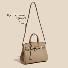 Bolsa Classic Média Couro Legítimo Barcelona Ferragem Dourada