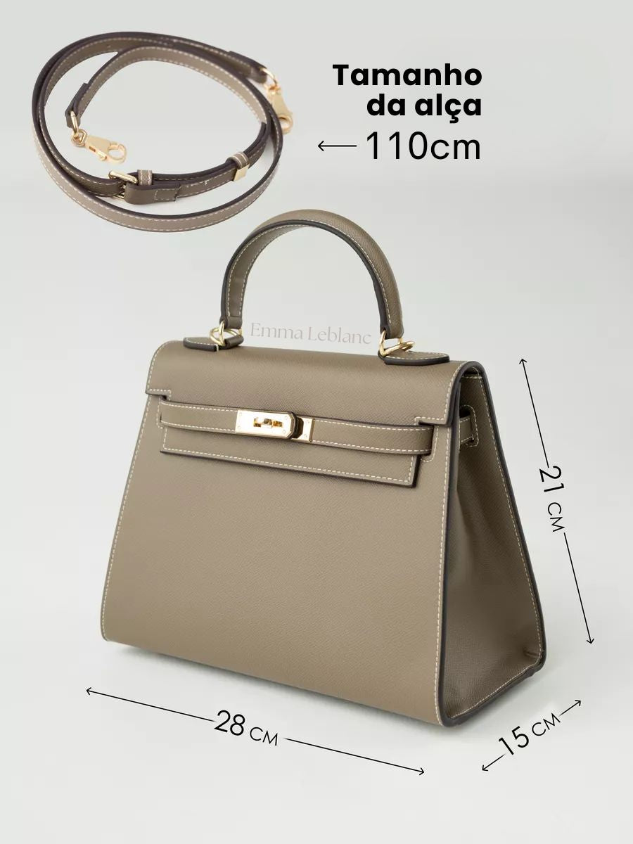 Bolsa Classic Média Couro Legítimo Madri Ferragem Dourada