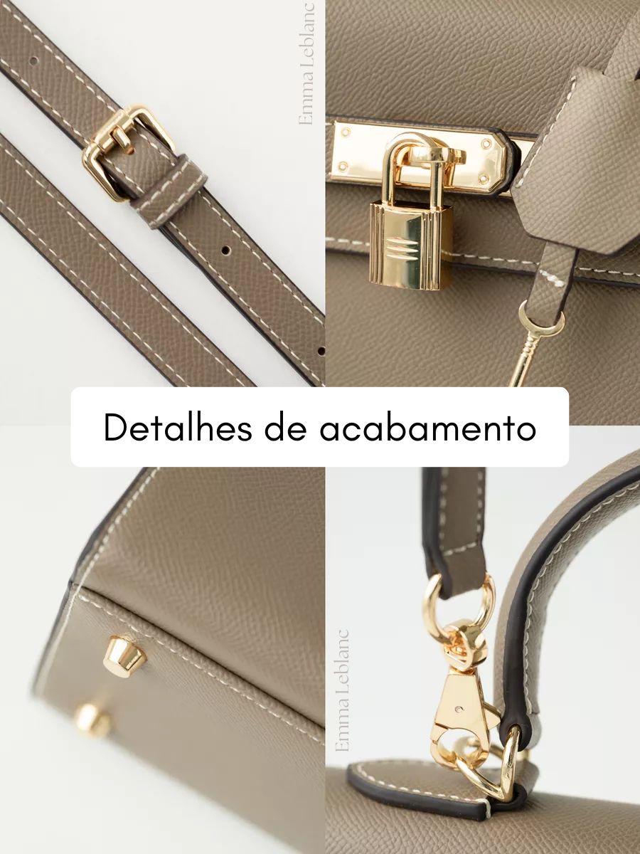 Bolsa Classic Média Couro Legítimo Madri Ferragem Dourada