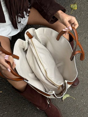 Bolsa Tote Grande Canvas Bicolor Luna