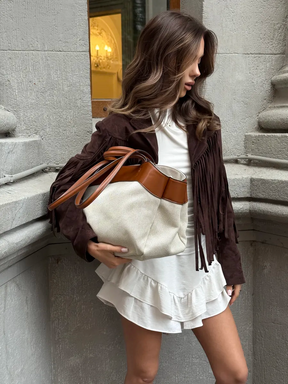 Bolsa Tote Grande Canvas Bicolor Luna