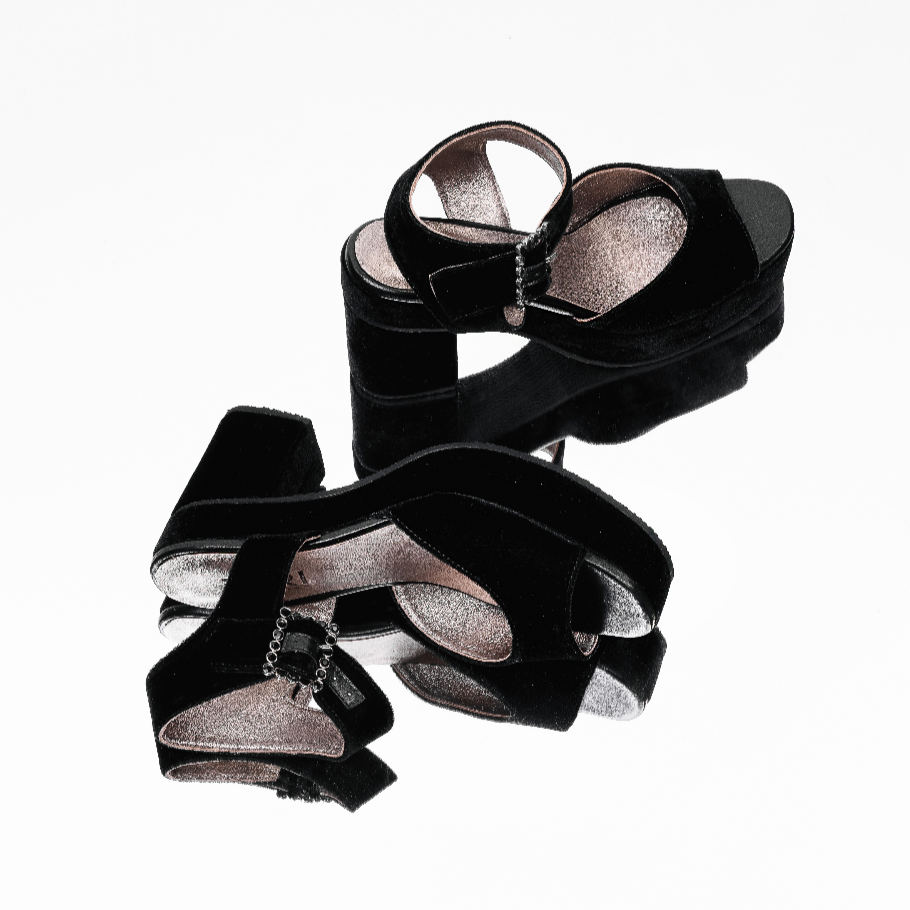 Sandália Plataforma Veludo