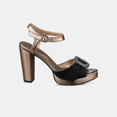 Sandália Plataforma Metalizada Camurça