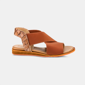 Sandália Flat Pirarucu Elastano Canela