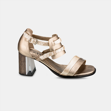 Sandália Olimpia Salto Acrílico Metalizada