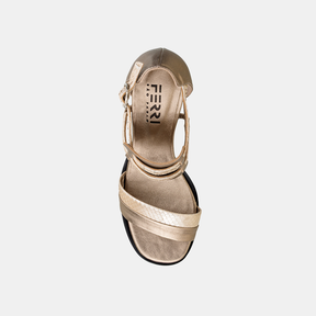 Sandália Olimpia Salto Acrílico Metalizada