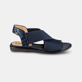 Sandália Flat Pirarucu Elastano Marinho