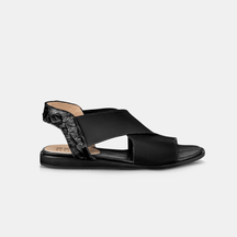 Sandália Flat Pirarucu e Elastano Black