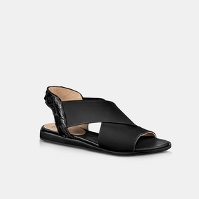 Sandália Flat Pirarucu e Elastano Black