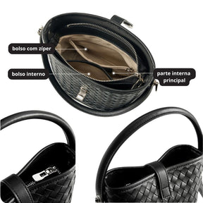 Bolsa Bucket Trançada Couro Legítimo Capri