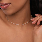 Choker Elo Português com Palitos Folheado a Prata