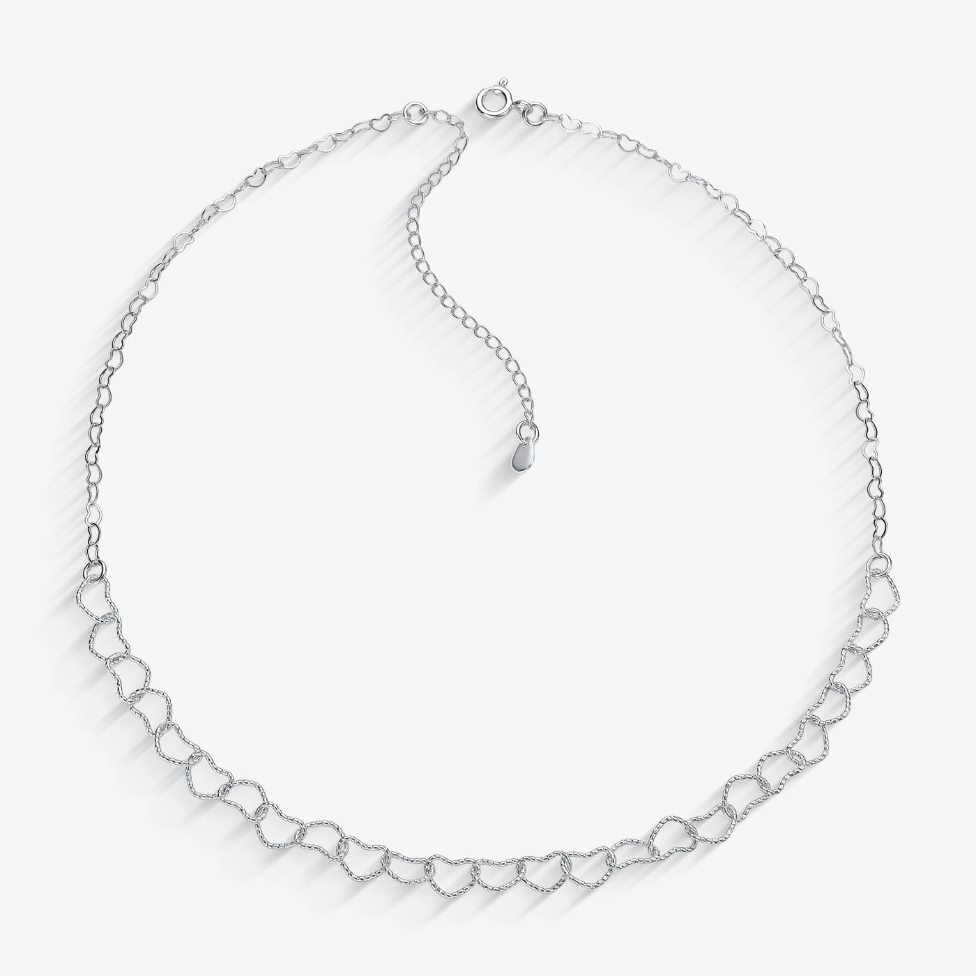 Choker Elos de Coração Folheado a Prata