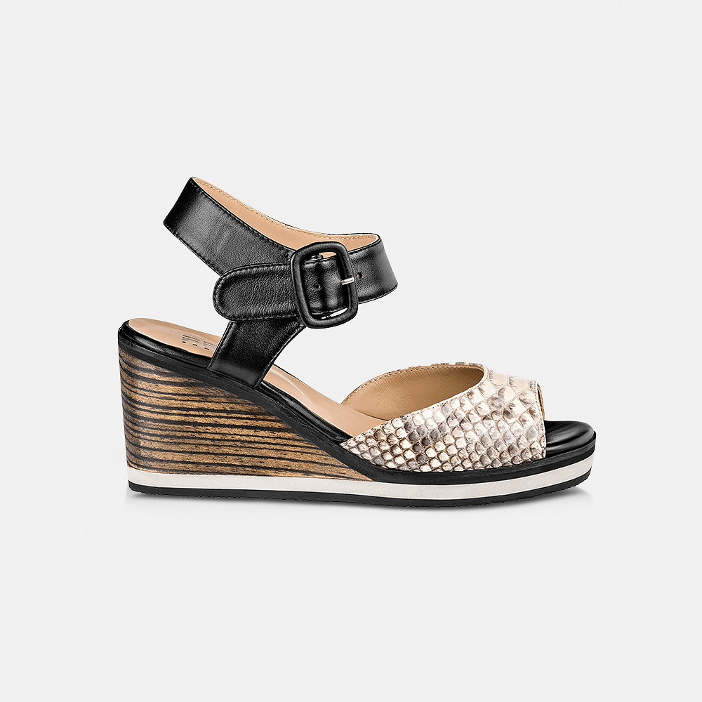 Sandália Anabela Python Natural