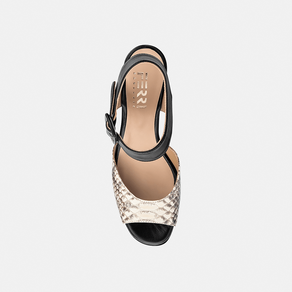 Sandália Anabela Python Natural