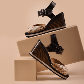 Sandália Anabela Python Natural