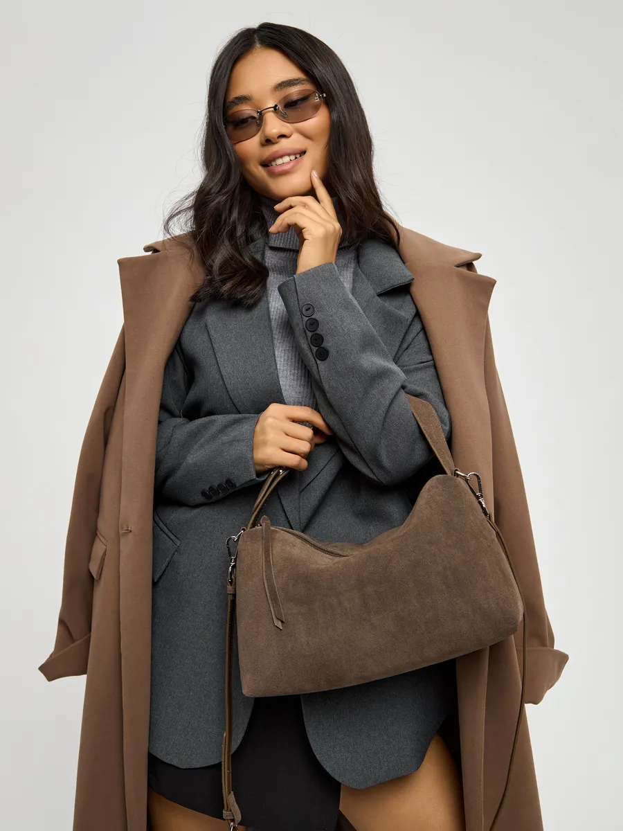 Bolsa de Ombro em Couro Nobuck Austin