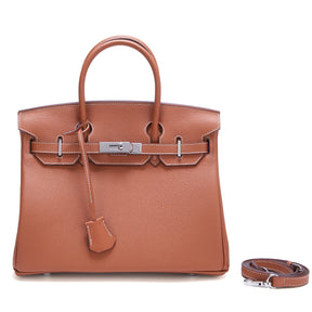 Bolsa Classic Média Couro Legítimo Barcelona Ferragem Prata