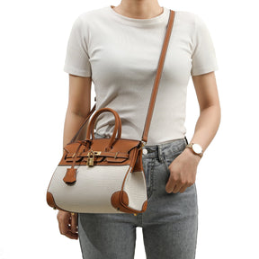 Bolsa Tote Média Canvas Bicolor Zaya