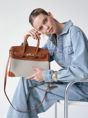 Bolsa Tote Média Canvas Bicolor Zaya