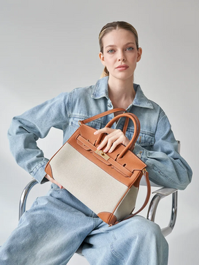 Bolsa Tote Média Canvas Bicolor Zaya