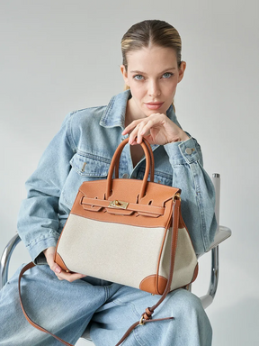 Bolsa Tote Média Canvas Bicolor Zaya