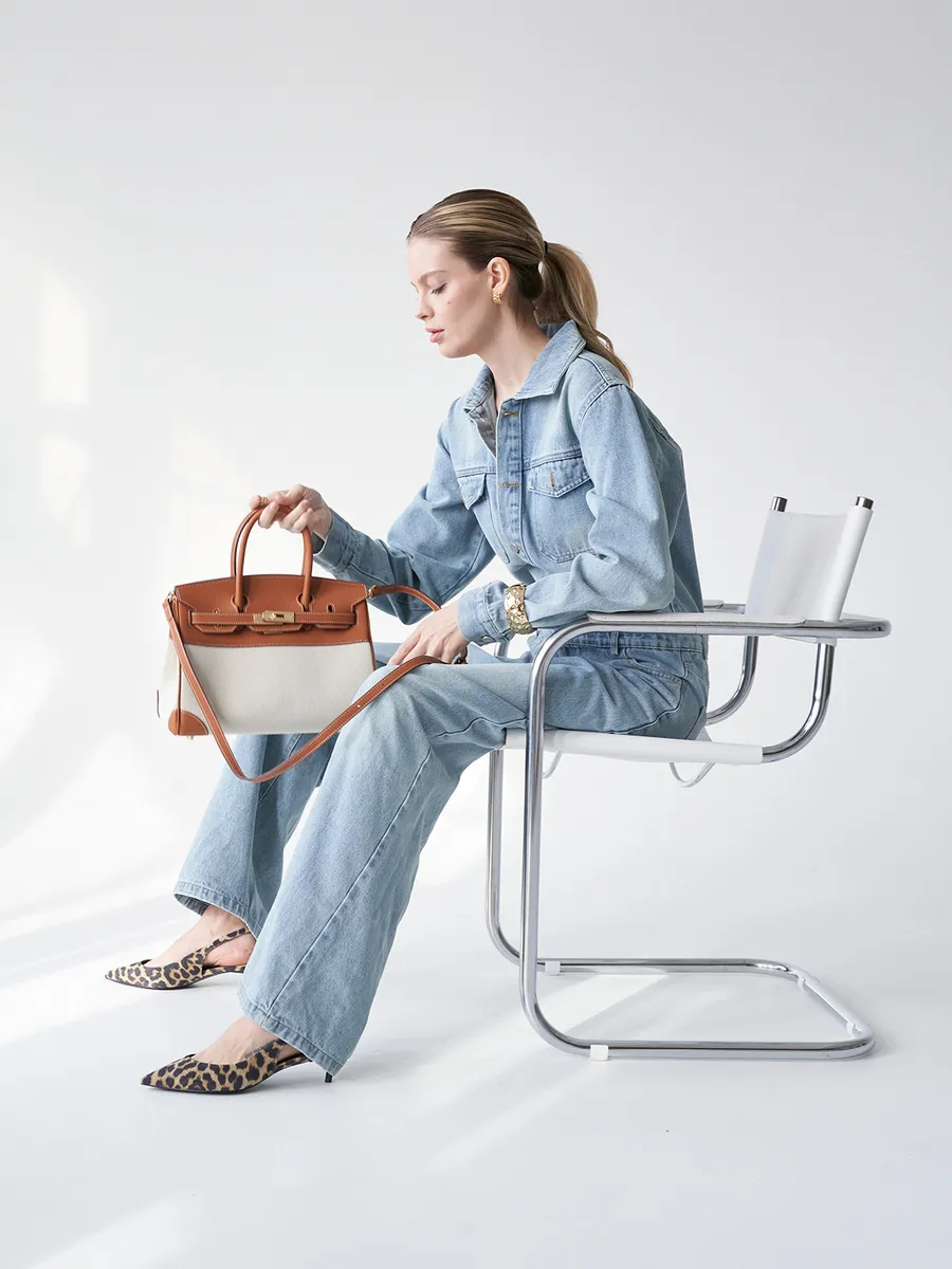 Bolsa Tote Média Canvas Bicolor Zaya