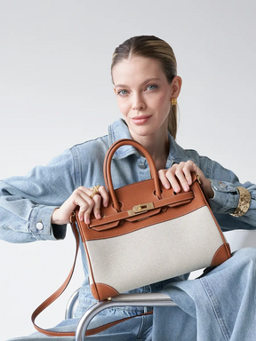 Bolsa Tote Média Canvas Bicolor Zaya