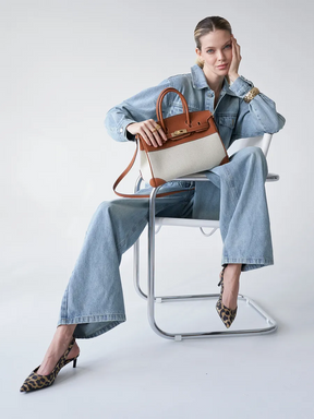 Bolsa Tote Média Canvas Bicolor Zaya