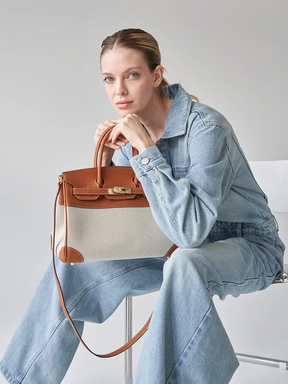 Bolsa Tote Média Canvas Bicolor Zaya