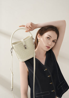 Bolsa Bucket Trançada Couro Legítimo Capri