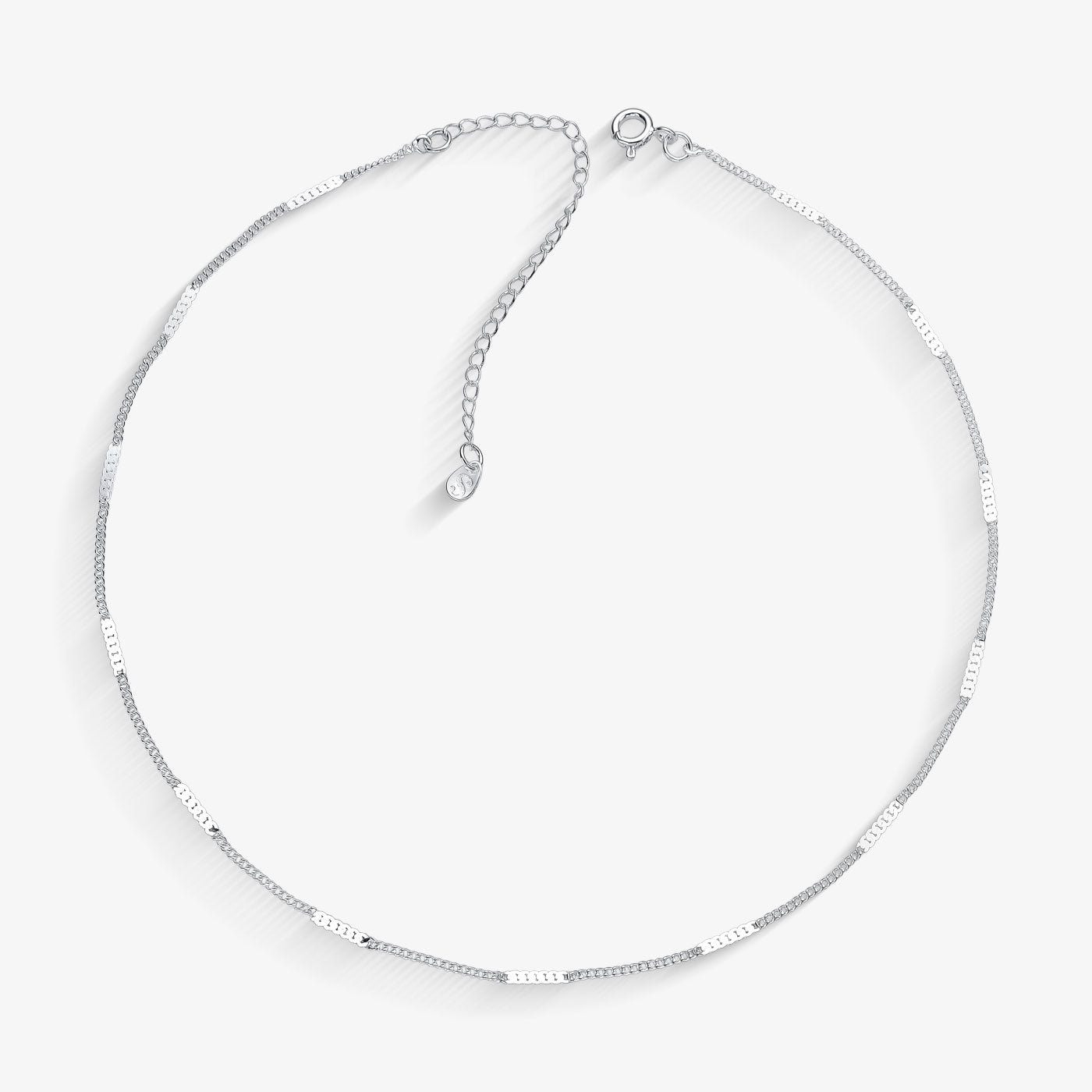 Choker Elo Chapinha Entrelaçada Folheado a Prata